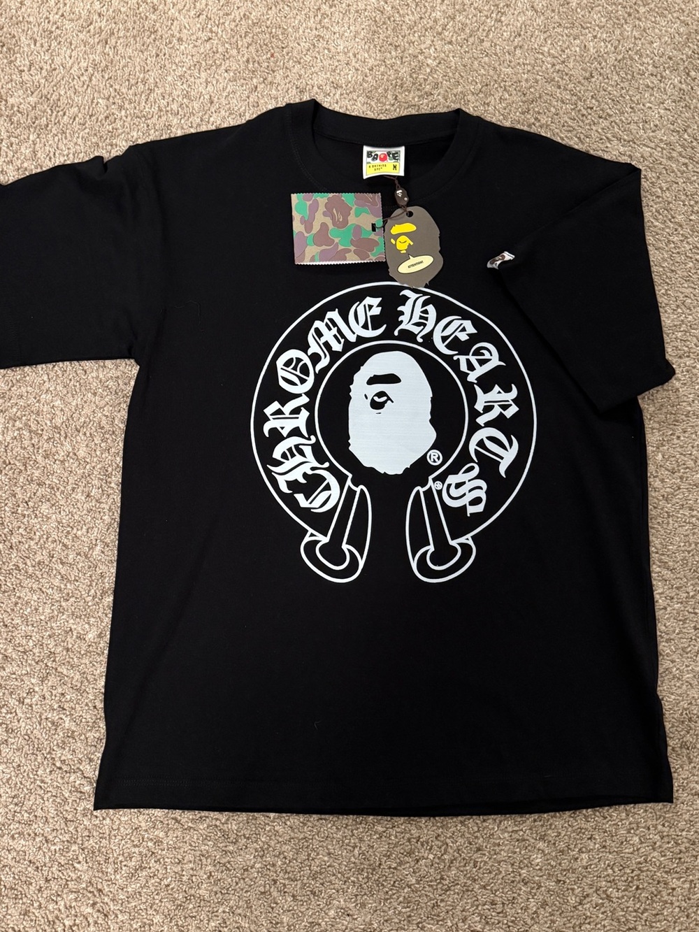 Chrome Hearts x Bape Black Graphic Logo Short Sleeve Tee